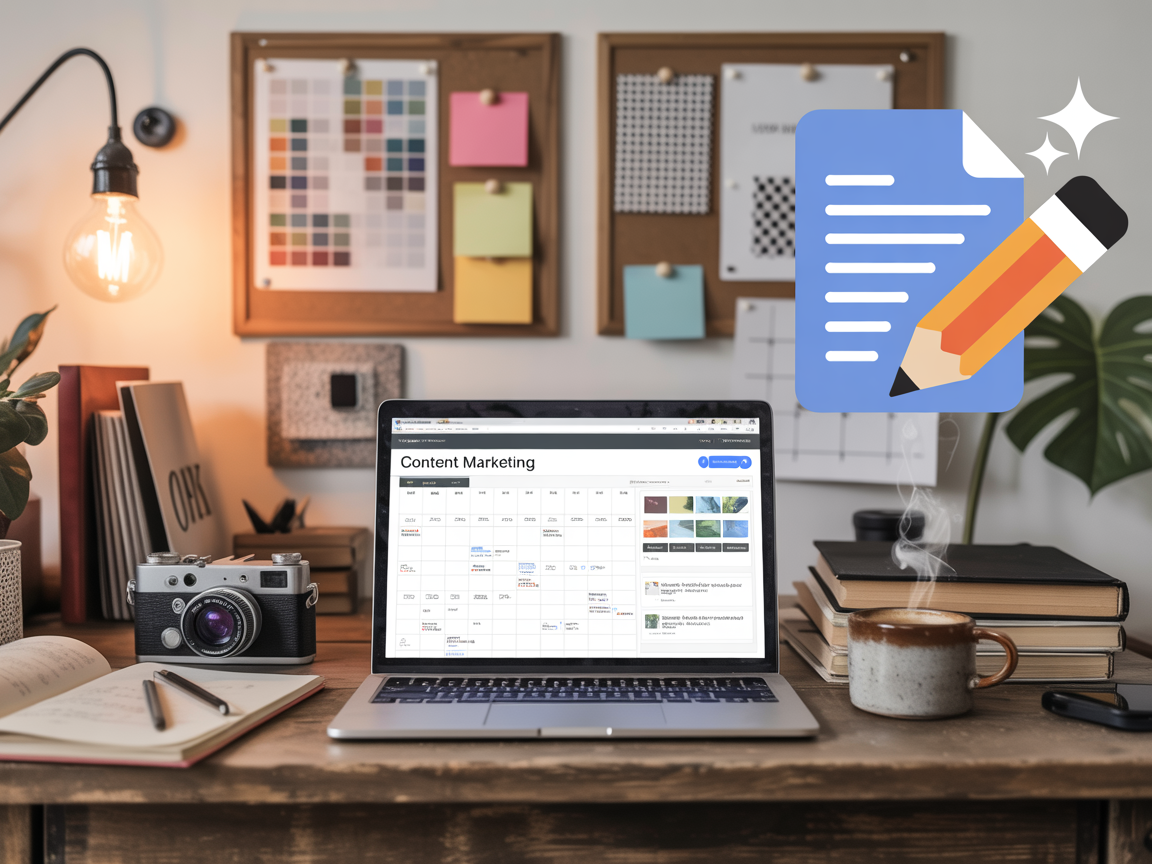 Content Marketing Kreativ-Studio mit Inspirationsboards und Content-Planung