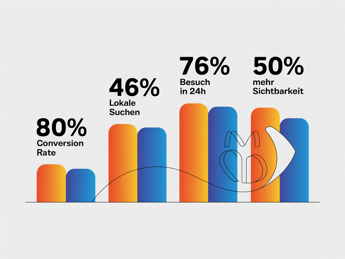 Local SEO Statistiken: 80% Conversion-Rate, 46% lokale Suchanfragen und 76% besuchen Geschäfte innerhalb von 24 Stunden